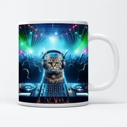 Tabby Cat DJ Club Neon Laser Party