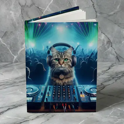 Tabby Cat DJ Club Neon Laser Party