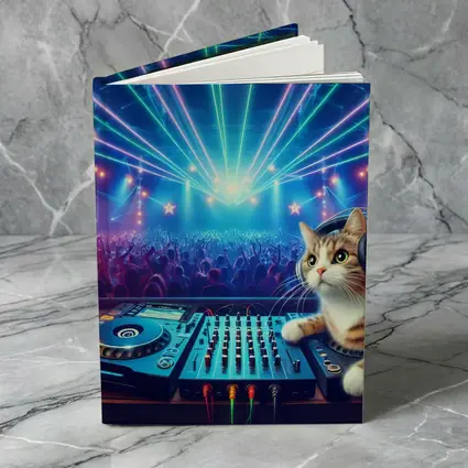 DJ Cat Headphones Neon Concert Crowd
