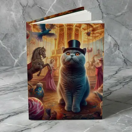 British Shorthair Cat Carousel Fantasy Scene