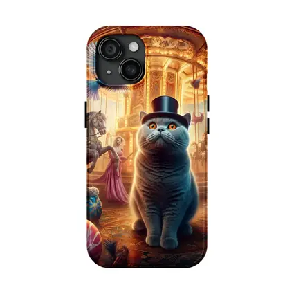 British Shorthair Cat Carousel Fantasy Scene