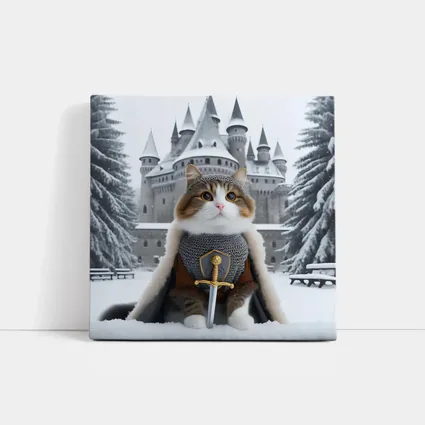 Knight Cat in Armor Winter Castle