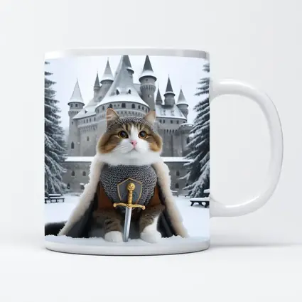 Knight Cat in Armor Winter Castle