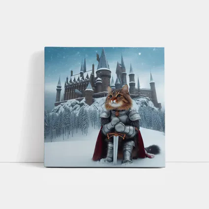 Knight Cat in Armor Winter Castle