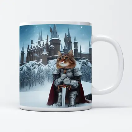 Knight Cat in Armor Winter Castle