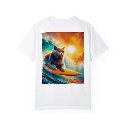 British Shorthair Cat Surfing Ocean Wave