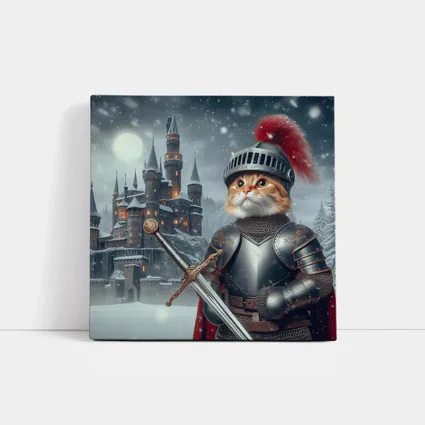 Orange Cat Knight Armor Snowy Castle