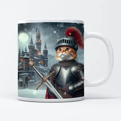Orange Cat Knight Armor Snowy Castle