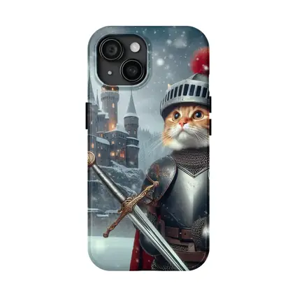 Orange Cat Knight Armor Snowy Castle