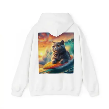 British Shorthair Cat Surfing Ocean Sunset Waves