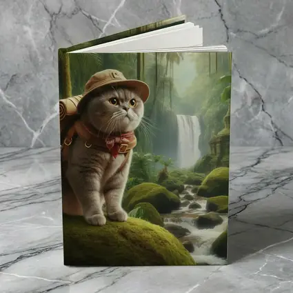 Scottish Fold Cat Explorer Jungle Waterfall
