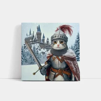 Knight Cat In Armor Winter Castle