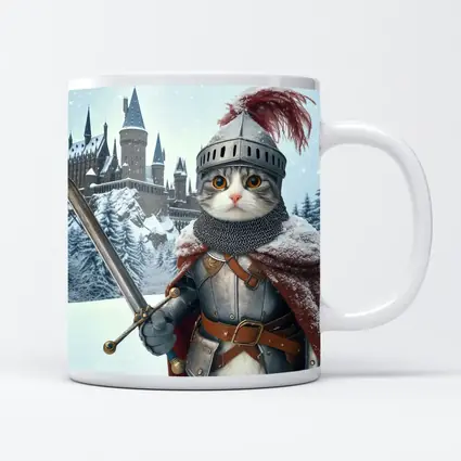 Knight Cat In Armor Winter Castle