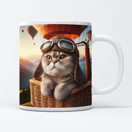 Scottish Fold Cat Aviator Hot Air Balloon