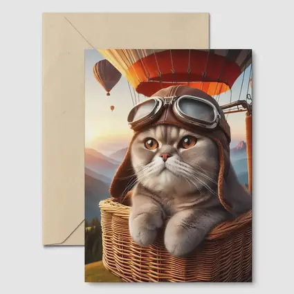 Scottish Fold Cat Aviator Hot Air Balloon