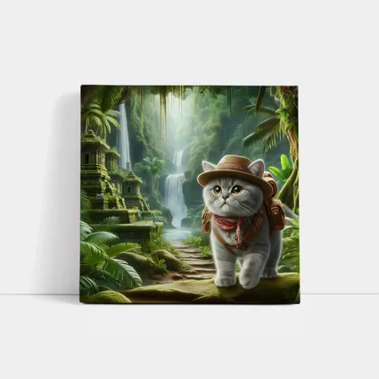 Gray Cat Explorer Jungle Waterfall Adventure