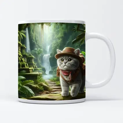 Gray Cat Explorer Jungle Waterfall Adventure