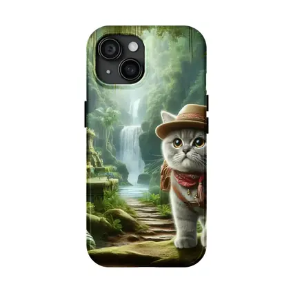 Gray Cat Explorer Jungle Waterfall Adventure