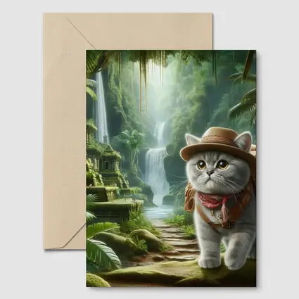 Gray Cat Explorer Jungle Waterfall Adventure