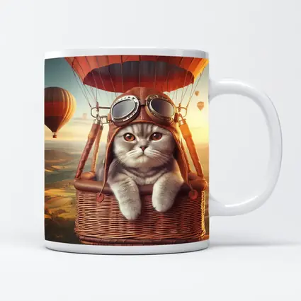 Scottish Fold Cat Pilot Hot Air Balloon