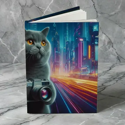 British Shorthair Cat Neon Cyberpunk City