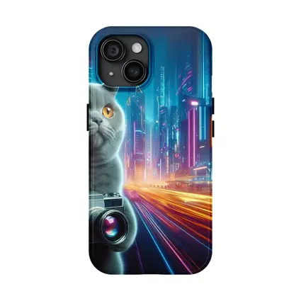 British Shorthair Cat Neon Cyberpunk City