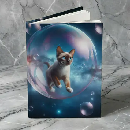 Siamese Cat Floating Bubble Space Fantasy