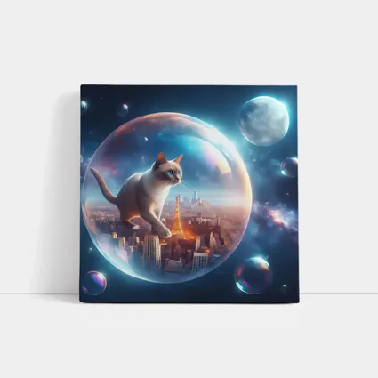 Siamese Cat Floating City Space Bubble