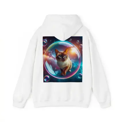 Burmese Cat Inside Iridescent Bubble Space