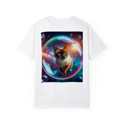 Burmese Cat Inside Iridescent Bubble Space