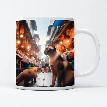 Siamese Cats at Colorful Asian Street Market