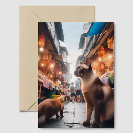 Siamese Cats at Colorful Asian Street Market