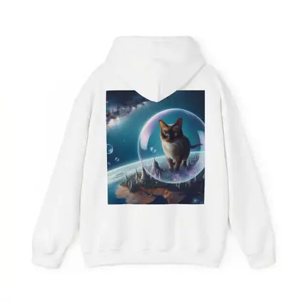 Burmese Cat Floating Space Fantasy Cityscape