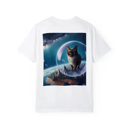 Burmese Cat Floating Space Fantasy Cityscape