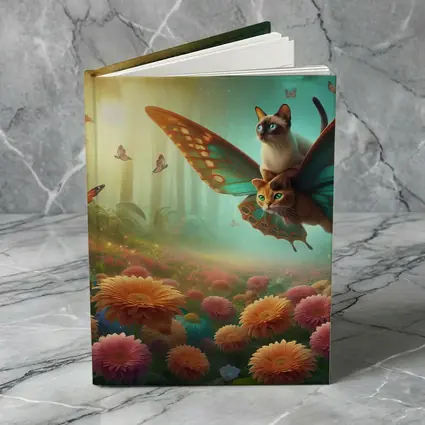 Siamese Cats Butterfly Wings Fantasy Flower Garden