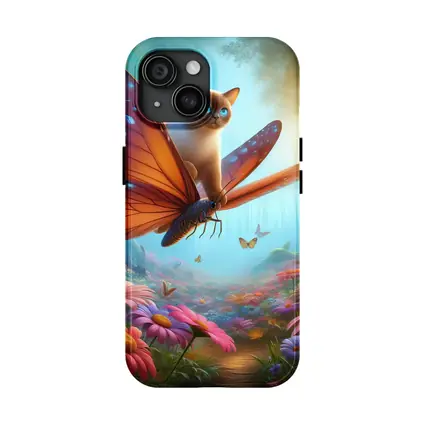 Siamese Cat Butterfly Wings Fantasy Flower Forest