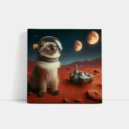 Birman Cat Astronaut on Mars Red Planet