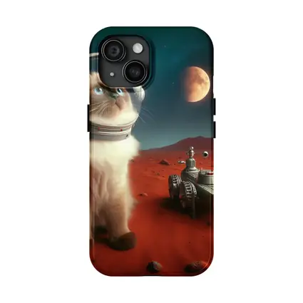 Birman Cat Astronaut on Mars Red Planet