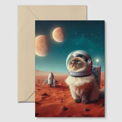Himalayan Cat Astronaut Red Planet Space