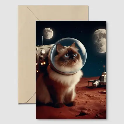 Himalayan Cat Astronaut Space Moon Surface