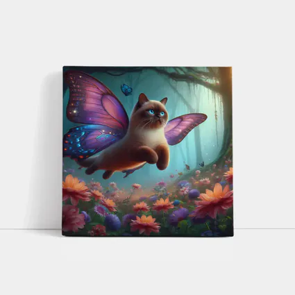 Siamese Cat Butterfly Wings Fantasy Forest