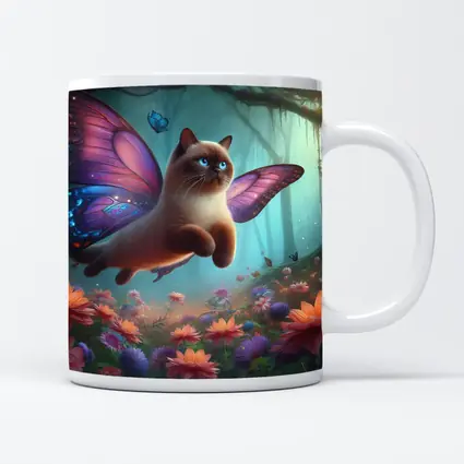 Siamese Cat Butterfly Wings Fantasy Forest
