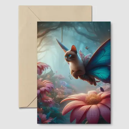 Siamese Cat Butterfly Wings Fantasy Forest
