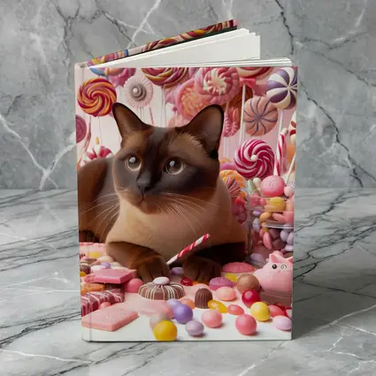 Burmese Cat Surrounded By Colorful Candy