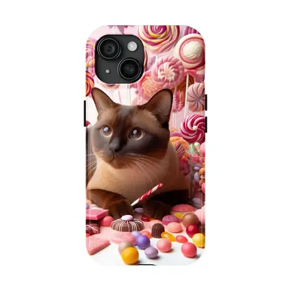Burmese Cat Surrounded By Colorful Candy
