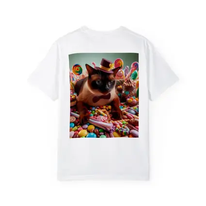 Siamese Cat Dressed Up Among Colorful Candies