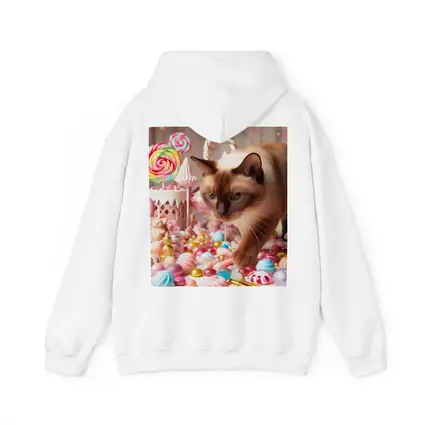 Burmese Cat Among Pastel Candy Sweets