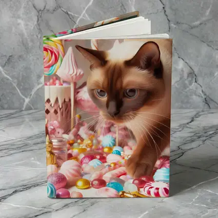 Burmese Cat Among Pastel Candy Sweets