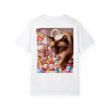 Burmese Cat Among Pastel Candy Sweets
