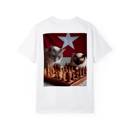 Siamese Cats Playing Chess Red Flag